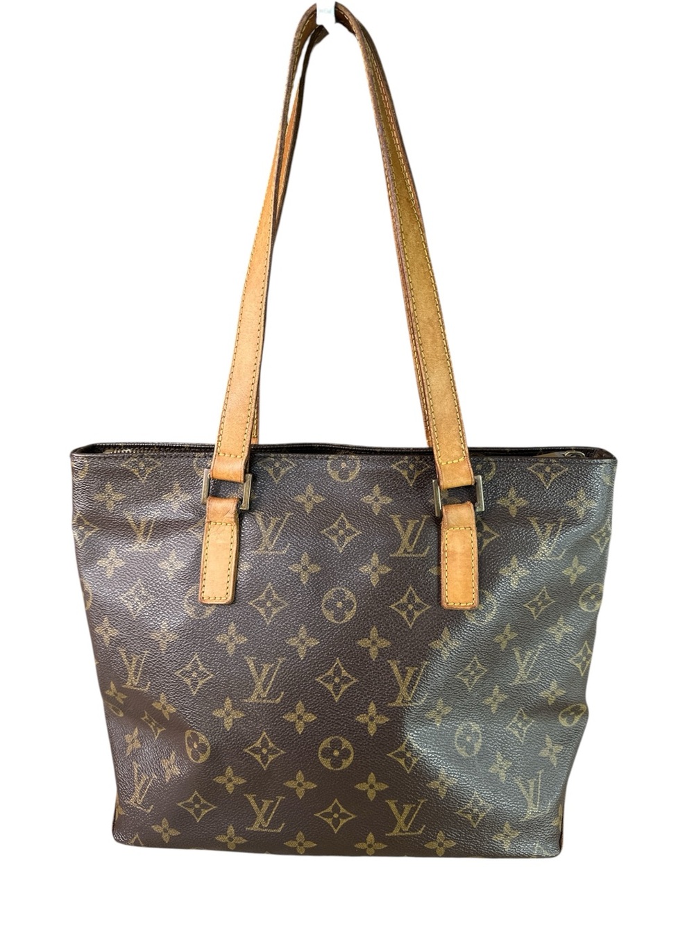 Louis Vuitton Brown Monogram Canvas Shoulder Tote with Tan Straps